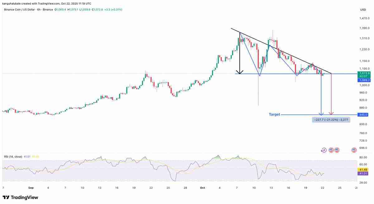 币安币(BNB)价格分析:为什么多头必须守住1000美元?一文了解