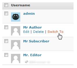WordPress后台一键切换为其他用户身份登录插件