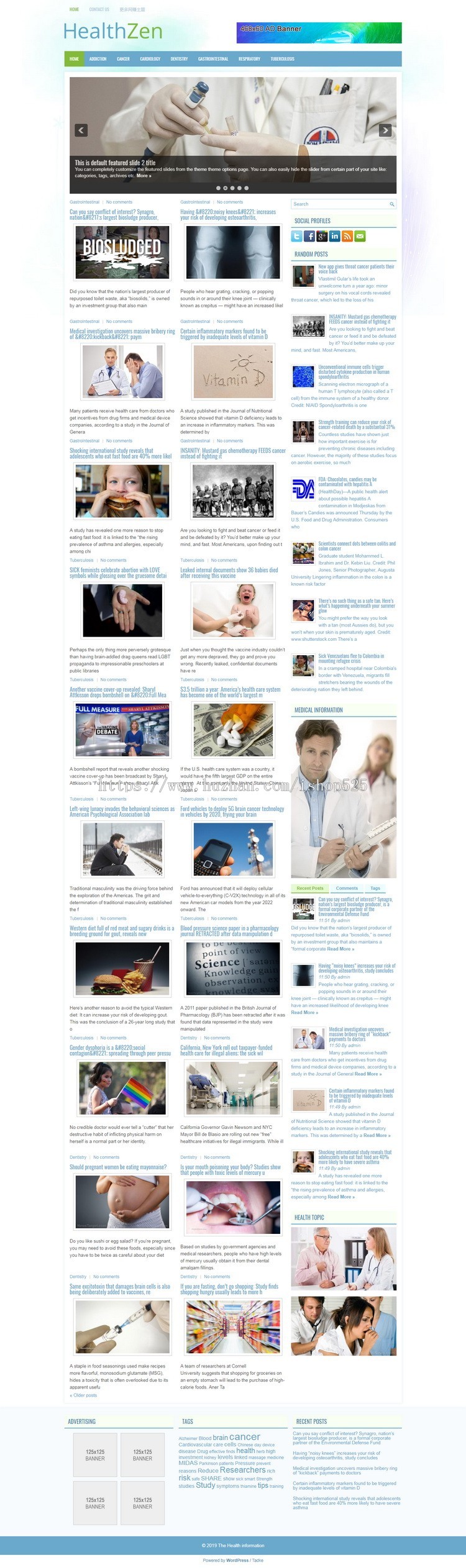 英文网站源码 国外健康英文资讯内容主题高单价模板 整合采集商业版免费下载