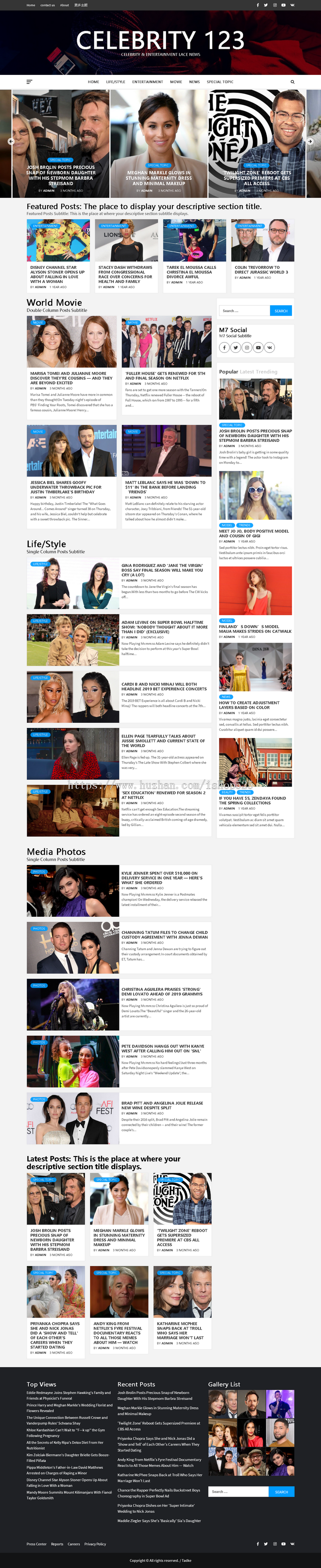 英文WordPress源码 挂国外联盟广告 明星娱乐资讯整站数据 全自动采集发布商业版免费下载