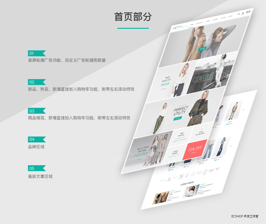 ecshop出口外贸网站商城php源码|ketty出口外贸模版|简洁服饰商城英文网址商业版免费下载