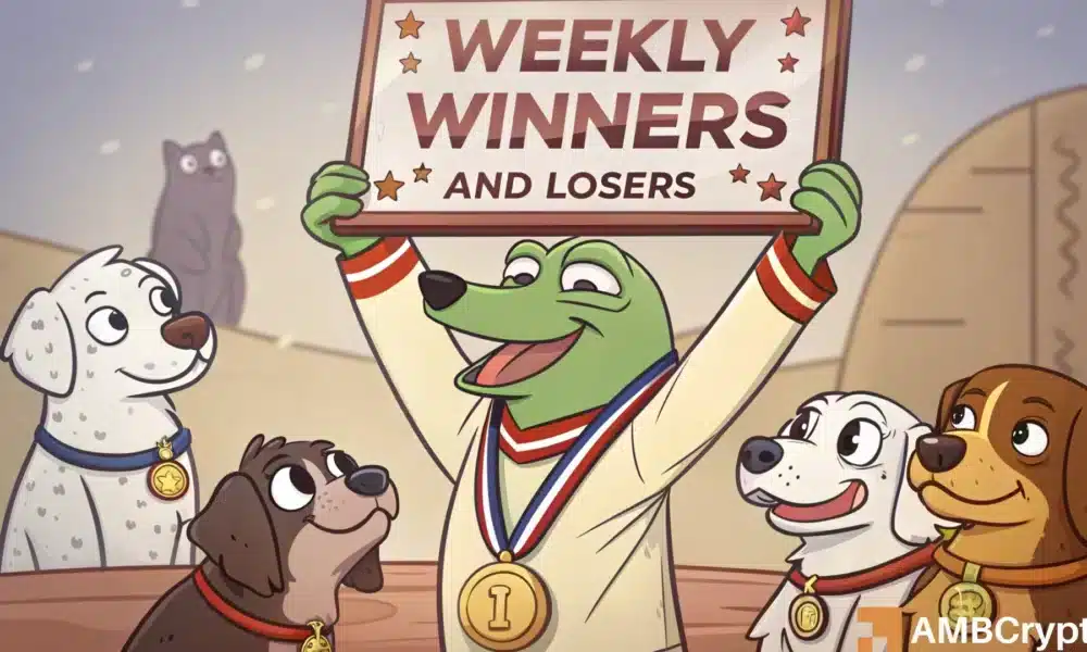 每周获奖者和失败者：Pepe [Pepe] Memecoin在排行榜上排名第一，Solayer [layer]沉入底部