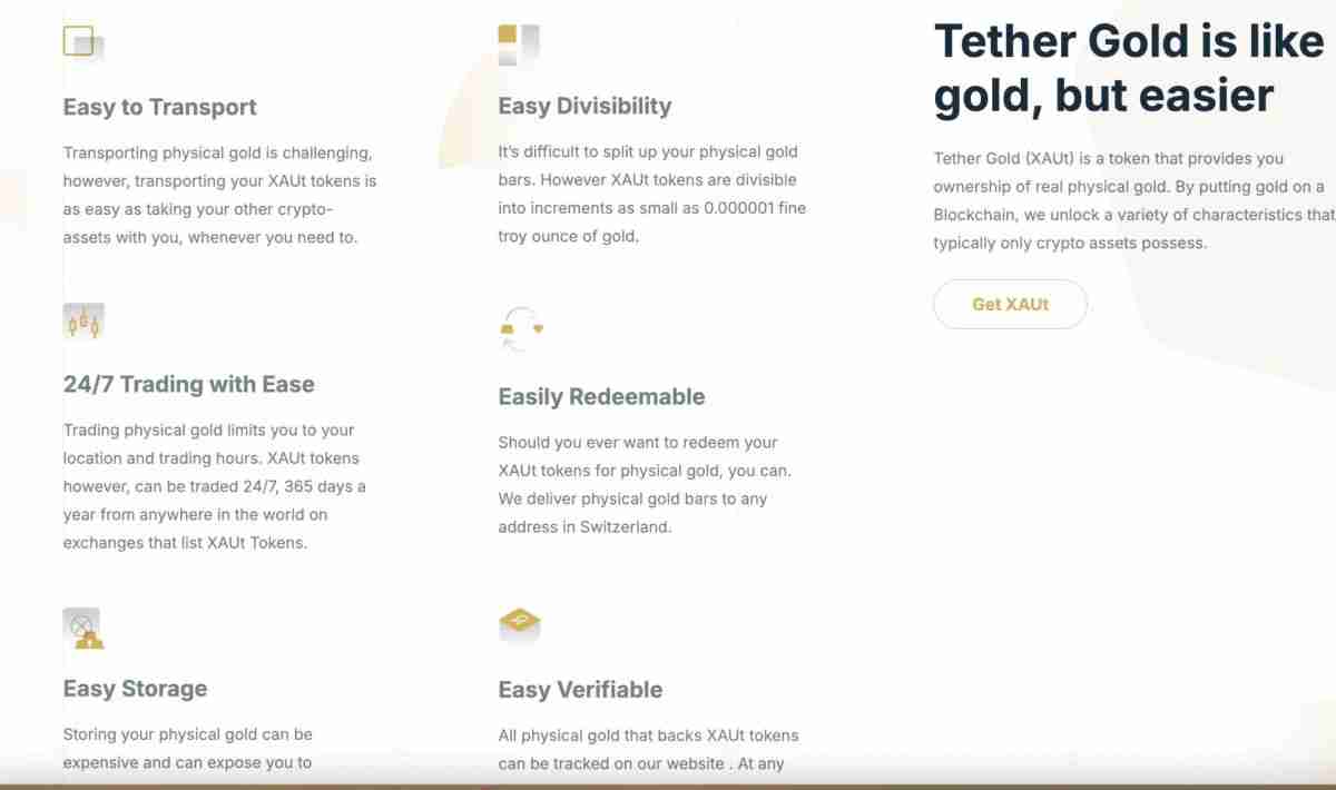 除USDT,Tether旗下XAUT代币有80吨黄金作为支撑