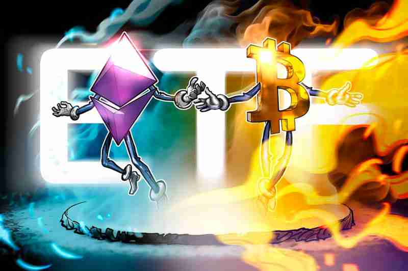 以太坊(eth)etf资金流入量连续六日力压比特币(btc)，创罕见逆转行情