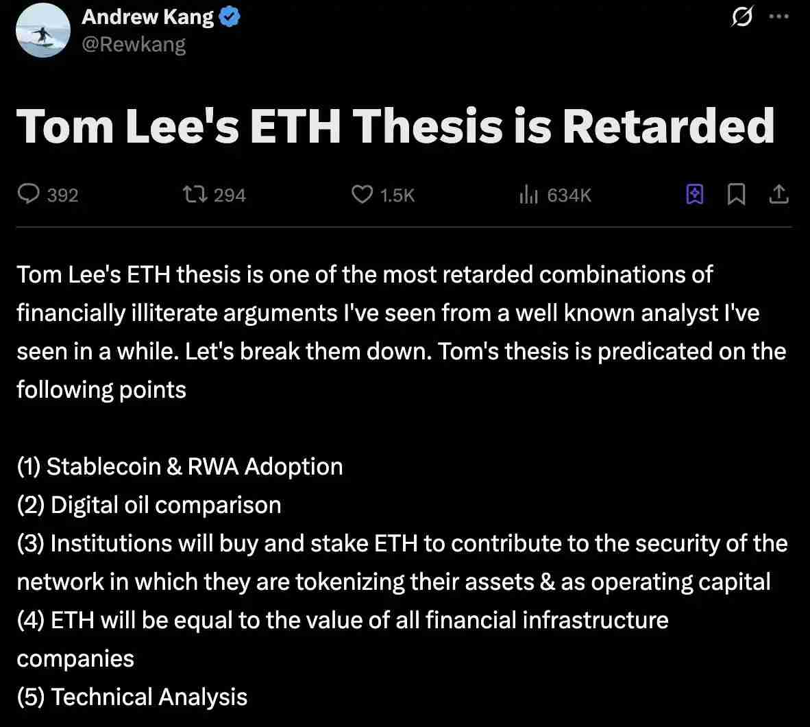 以太坊喊单大庄被骂弱智，ETH到顶了吗？