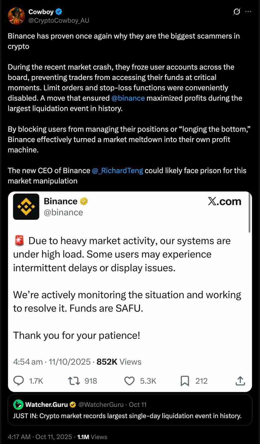 一文了解为什么币安（BINANCE）上的一些山寨币暴跌至零？