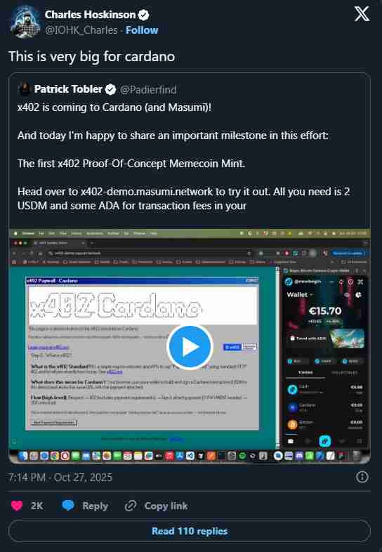 Cardano 集成 x402 协议是什么？如何运作？ADA 价格分析、未来蓝图介绍