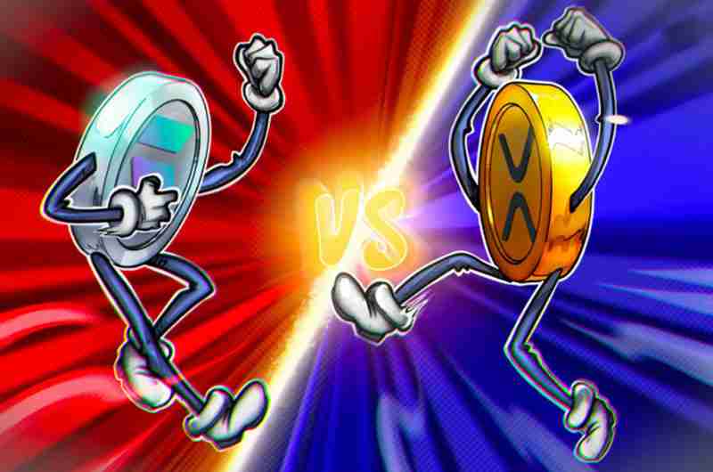 瑞波币（XRP） 和索拉纳币（Solana）投资者兴趣之间存在巨大差距